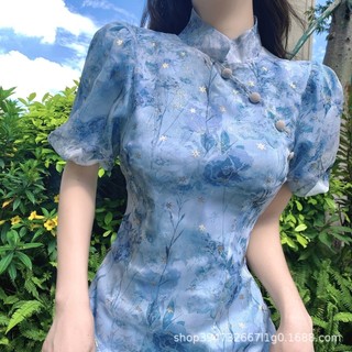 Tea Break Đầm Pháp Thiết Kế Niche Tình Yêu Đầu Tiên Retro Nhẹ Nhàng Cải Tiến Sườn Xám Đầm Nhỏ Mùa Hè 2024 Phong Cách Mới