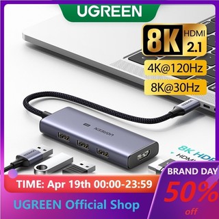 HUB chuyển đổi UGREEN USB C 8K30Hz 4K120Hz Type C sang HDMI 2.1 USB 3.0 24Gbps thích hợp cho Macbook Air Pro iPad Pro M1