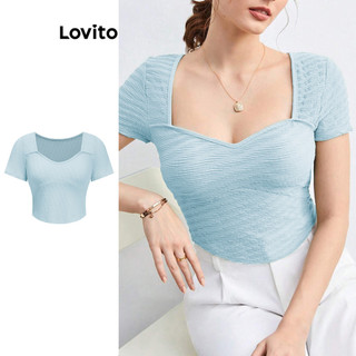 Lovito Áo thun vải trơn / họa tiết thông thường dành cho nữ LBA82048