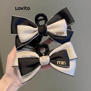 Kẹp tóc Lovito kiểu nơ màu trơn phong cách thanh lịch cho nữ LFA19473