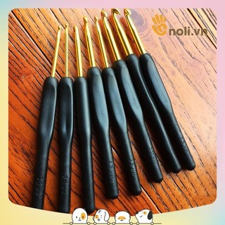 Bộ kim móc cán đen 8 cây - Móc len