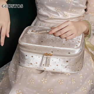 Túi đựng mỹ phẩm cầm tay Geustos Flannel XINGX Túi đựng mỹ phẩm đơn giản và di động Cô gái xinh đẹp Tuyere Phong bì màu đỏ Túi đựng điện thoại di động