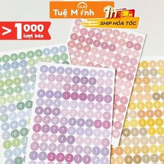 Sticker chữ cái alphabet, chữ số viền dot dán take note, trang trí đa năng