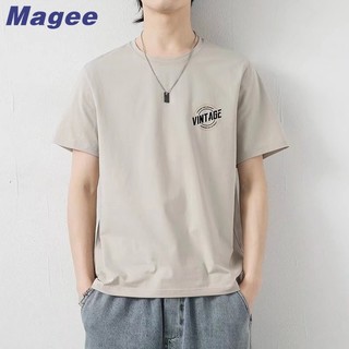 Magee Mới Áo Thun Nam Hàn Quốc Retro Thường Ngày Cao Cấp Băng Lụa Cotton In Chữ Thiết Kế Rời Thiếu Niên Cặp Đôi Thời Trang Nửa Tay Top