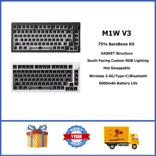 Akko Monsgeek M1W V3 Bộ xương trần bằng nhôm có dây / không dây 75% GAKSET RGB Bàn phím tùy chỉnh có thể hoán đổi nóng có núm