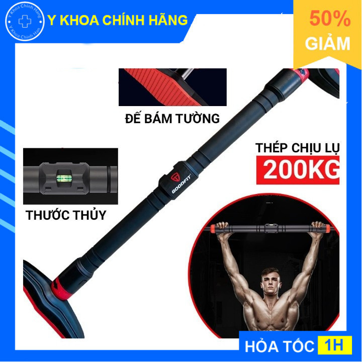 Xà Đơn Treo Tường, Gắn Cửa GoodFit GF201PU, Chất Liệu Thép Chịu Lực, Có Thước Thăng Bằng