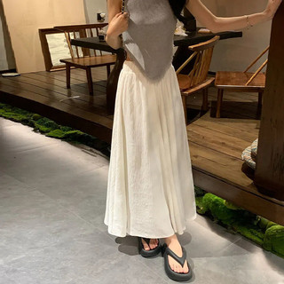 Trắng Culottes Nữ Xuân Thu Nhỏ Lông Tơ Xếp Ly Váy Chữ a Mùa Hè Vải Lanh Cotton Cao Cấp Drap Quần Ống Rộng