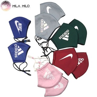 Set 2 khẩu trang vải kháng khuẩn 3 lớp in logo cho bé và người lớn - Khẩu trang thời trang cao cấp
