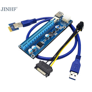Jinhf mới nhất ver009 usb 3.0 pci-e riser ver 009s express 1x 4x 8x 16x mở rộng riser adapter card với sata 15pin đến 6 pin cáp nguồn hot