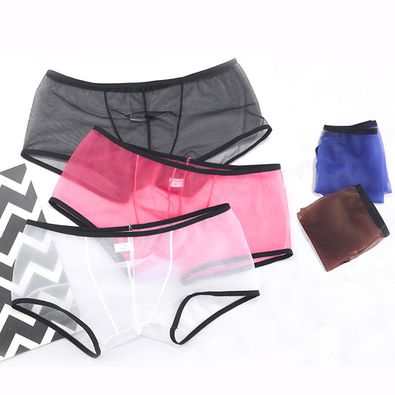 Quần lót nam siêu mỏng Lưới quần lót eo thấp Quần lót Boxer trong suốt