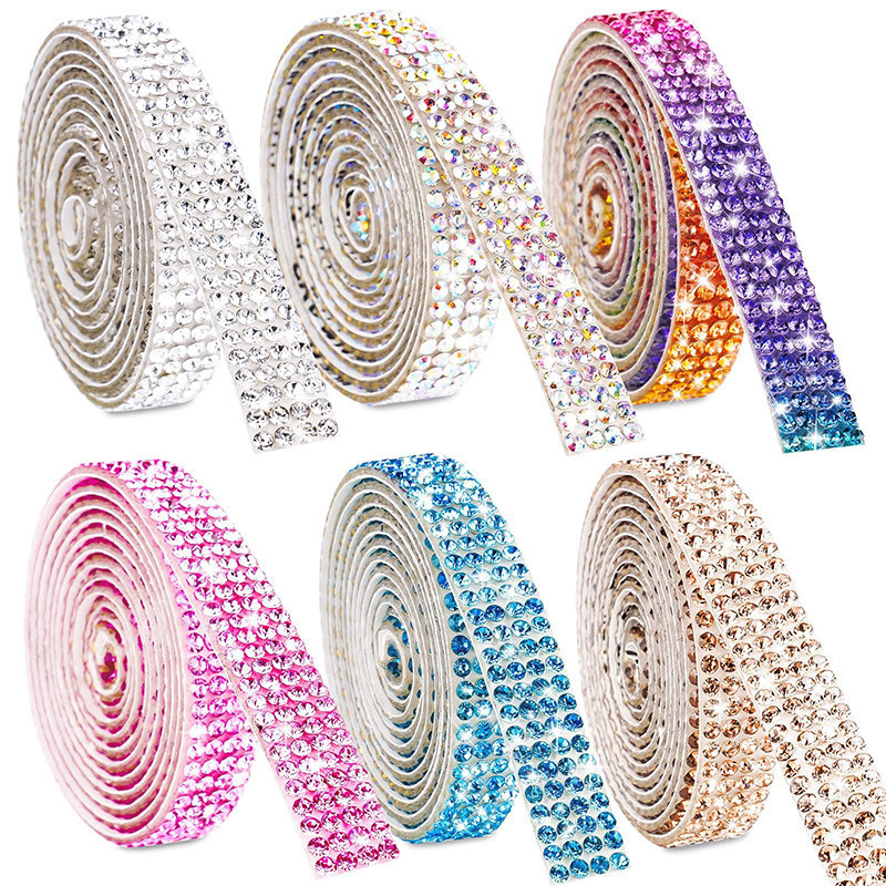 1yard 8 Vòng Chiều Rộng Kim Cương Giả Sắt Miếng Dán Trang Trí Quần Áo Viền Dây Xích Pha Lê Táo Miếng Dán Sọc Tự Làm Lỗ Sửa Chữa