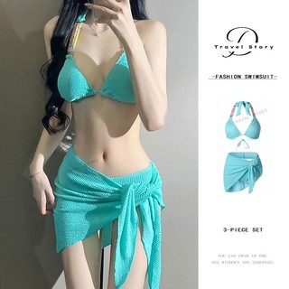 Đồ bơi nữ nhiều màu sắc ngọc trai dây xích bikini ba mảnh đồ bơi kỳ nghỉ du lịch thời trang ngọt ngào đi biển bikini bộ
