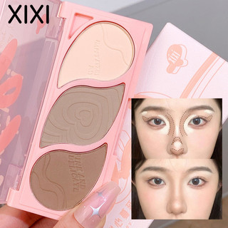 Makeup Xixi Three Colors Blusher Plate Contour Compact Highlight Integrated Natural Three-Dimensional Highlight Brightening Nose Shadow Shading Powder MMX1