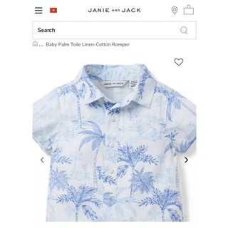 Body janie and jack - baby palm toile linen-cotton romper