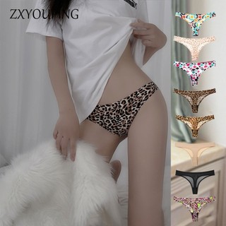 Zxyouping Tong Panty Ice Silk Liền Mạch Tibak Panti Cho Người Phụ Nữ Dây G Quần Thể Thao T Lưng Da Báo Nữ Eo Thấp Quần Lót Plus Kích Thước M-XXL