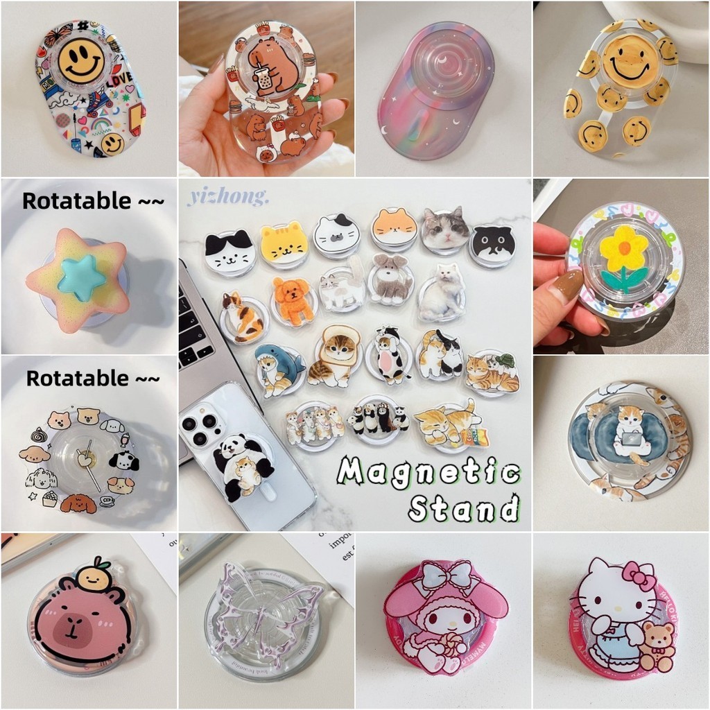 Điện Thoại Di Động Dễ Thương Chân Đế Hoa Nụ Cười Capybara Kuromi Bánh Mì Mèo Hello Kitty Đứng Thu Hút Từ Tính Giá Đỡ Điện Thoại Cho Điện Thoại Di Động Khỏa Thân Magsafe Case Chống Rơi Giá Đỡ PC