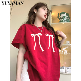 Yuyamansummer Phiên bản Hàn Quốc Sinh Viên Ngọt Ngào Hàng Ngày Rời Thời Trang Nơ In Áo Thun Tay Ngắn Top Nữ GM2460ZUB