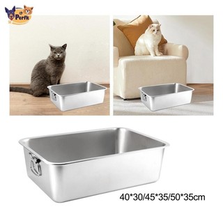 Perfk Mở Trong Nhà Mèo Mèo Hộp Cát Inox Chậu Vệ Sinh Mèo Bedpan