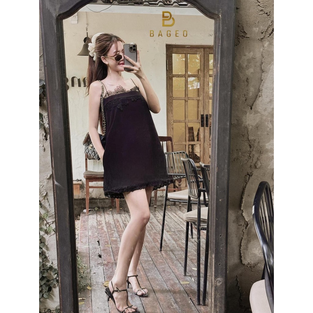 Váy hai dây viền ren TKCC BAGEO