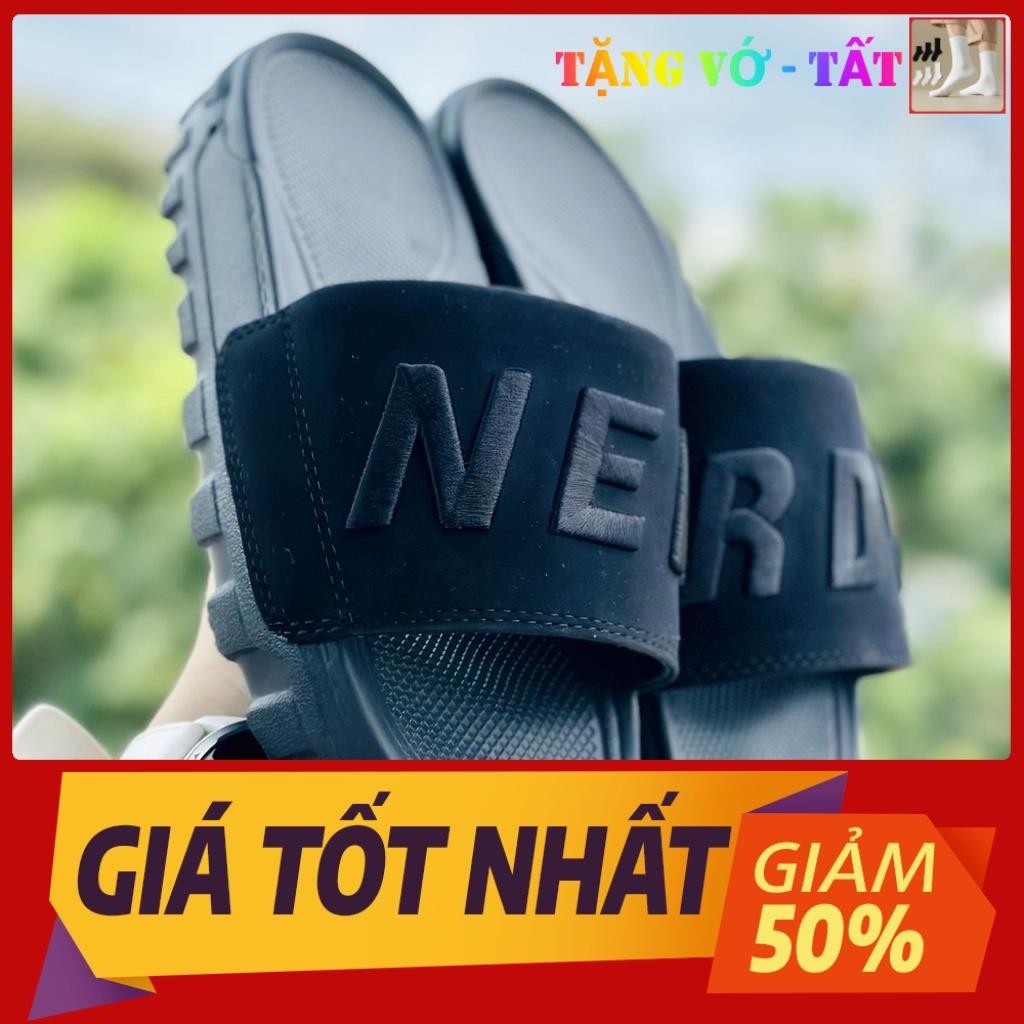 Dép nerdy quai ngang nam nữ đế Left Right cao 4cm, quai chữ NERRDY thêu nỗi ❤️FREESHIP ❤️ Form rộng 