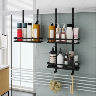 Kệ treo vòi hoa sen có móc treo tường Kệ phòng tắm 1 / 2 tầng Giỏ vệ sinh phía sau cửa kính Giá treo Caddy Dầu gội Kệ lưu trữ Giá đỡ giỏ phòng tắm