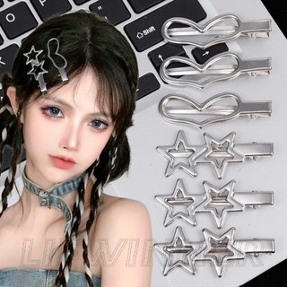  10 Kẹp Tóc Kim Loại - Dùng Cho Tiệc Mặc Hàng Ngày - Kẹp Tóc Ngôi Sao Năm Cánh - Phụ Kiện Tóc Nữ - Y2K Ngọt Ngào Thời Trang - Kẹp Mỏ Vịt Họa Tiết Tình Yêu 