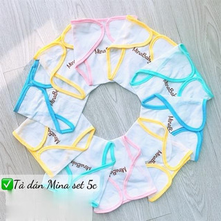 Set 5 tã dán vải cotton, quần đóng bỉm Mina cho bé sơ sinh đến 8kg