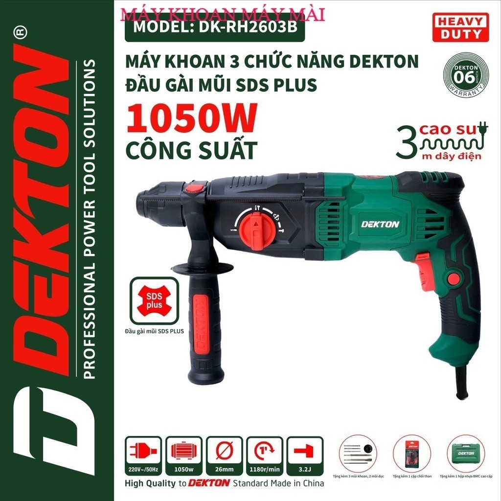 MÁY KHOAN BÊ TÔNG 3 CHỨC NĂNG DEKTON DK-RH2603B VN Máy khoan máy mài