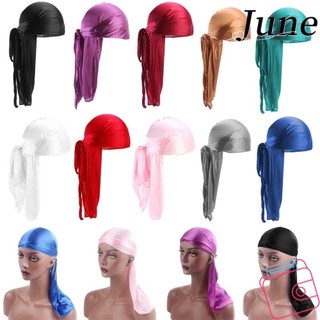 June Khăn quấn bandana bằng lụa có thể điều chỉnh co giãn phong cách cướp biển dành cho nam nữ nhiều màu sắc