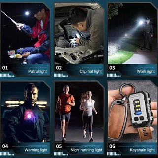 NEW Magnetic COB LED Keychain Light Flashlight USB Rechargeable Torch Work Lamp