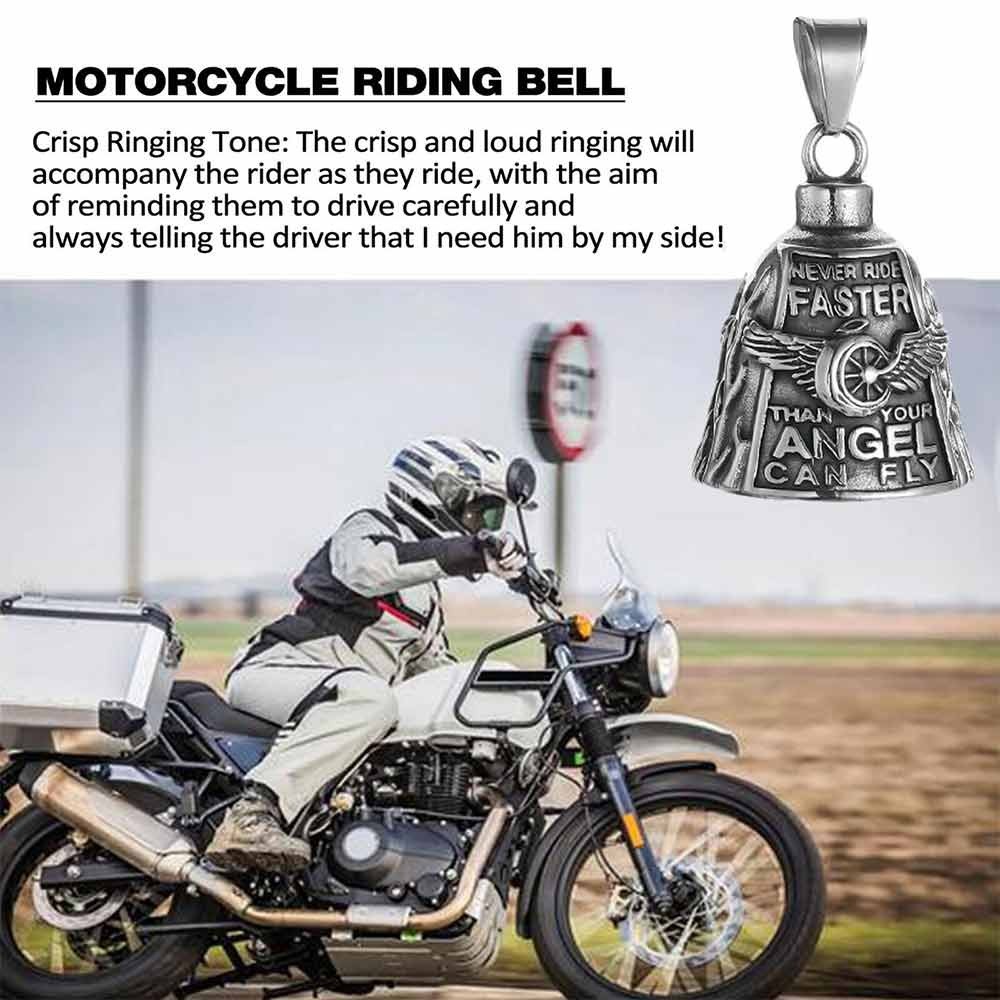 Guardian Angel Wings Bell Motorcycle Bell Keychain Punk Men Biker Lucky Amulet Exorcist Biker Bell