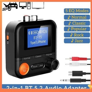 Bộ thu phát 5.2 tương thích Bluetooth không dây SPR Bộ chuyển đổi âm thanh nổi HiFi có màn hình Hỗ trợ AUX 2RCA TF