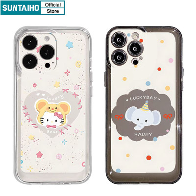 Suntaiho Ngộ nghĩnh Dễ Thương Vỏ Trái Tim Hoa Rỗng Họa Tiết Ốp lưng Iphone 11 12 13 14 15 16 Pro Max IP 7 8 Plus Iphon X Xs XR Xs Max TPU Mềm Cao Cấp Chống Sốc Ốp Lưng