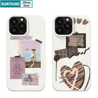 Suntaiho Thẩm Mỹ Vỏ Tình Yêu Họa Tiết Graffiti Ốp lưng Iphone 16 15 14 12 13 11 Pro Max IP 7 8 Plus Iphon X Xs XR Xs Max TPU Silicon Mềm Cao Cấp Chống Sốc Ốp Lưng
