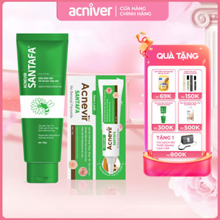 Combo Sữa Rửa Mặt Và Gel Giảm Mụn Hỗ Trợ Mụn Trứng Cá, Mụn Bọc, Mụn Mủ Acnevir Santafa