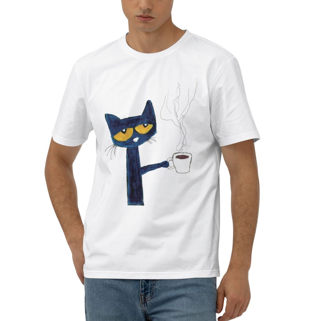 Pete The Cat With Coffee Designer Áo thun in hình tùy chỉnh