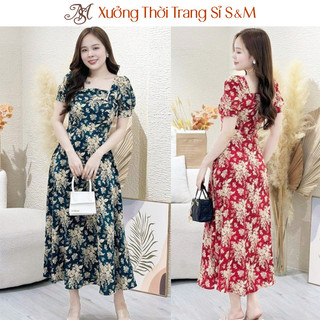 Đầm xòe hoa đính ngọc, tay phồng S&M - GR0269