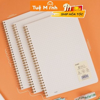  Vở lò xo kép bìa nhựa trong suốt caro 5x5 6x6mm - kẻ ngang nét đứt size A5 B5 Klong tùy chọn VPPTUEMINH  Tổng hợp  