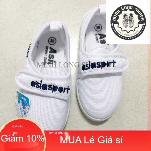 Giày thể dục , Giày Học Sinh  ASIA vải dán trắng bé trai/gái GO.9