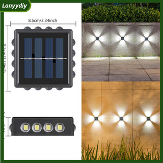Đèn tường LED năng lượng mặt trời lanydiy với pin năng lượng mặt trời 2200mAh, Đèn ngoài trời LED năng lượng mặt trời hai màu, Chống nước IP65,