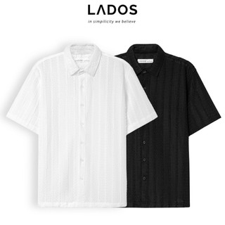 Áo sơ mi cuban shirt tay ngắn nam dệt lưới kiểu trẻ trung LADOS-8148 co giãn thấm hút tốt,  form Hàn thời trang