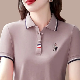 Áo thun nữ, Áo,áo polo nữ trung niên phối cổ sành điệu nhiều màu sắc chất thời trang cao cấp áo thun cổ rộng