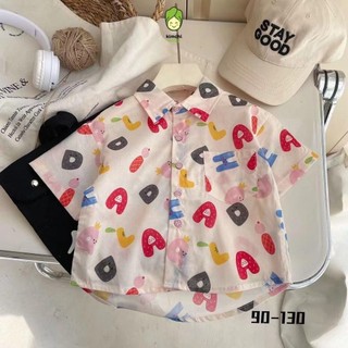Áo Sơ Mi Cho Bé Trai KIMCHIBABY Vải Thô Đũi Mềm Mát Hoạ Tiết Loang Cực Đẹp, Áo Ngắn Tay Cho Bé Mặc Đi Chơi, Đi Học KA408