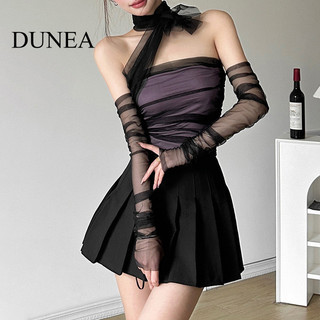 Áo ống buộc dây khăn lưới DUNEA có tay áo