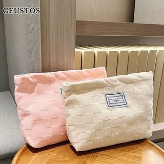 Geustos Waffle Màu Trơn Túi Đựng Mỹ Phẩm Túi Bảo Quản Đơn Giản Duyên Dáng Ly Hợp Sinh Viên Hộp Đựng Bút Chì Dung Tích Lớn Túi Buggy Tiện Lợi