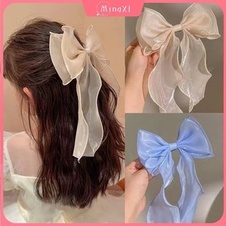 Vải Nơ Xanh Streamer Kẹp Tóc Nữ Bên Kẹp Hàn Quốc Ins Tính Khí Đơn Giản Kẹp Tóc Phụ Kiện Tóc