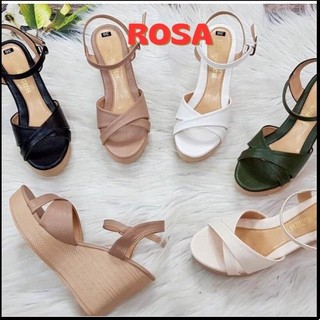 [ngẫu nhiên mẫu - xả kho] Ảnh thật Sandal Đế XUỒNG 9cm 2 dây chéo đen Rosa factory CG-0425