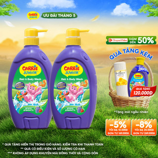 Combo 2 Sữa Tắm Gội cho bé Carrie Junior Hương Grapeberry (700g/chai)