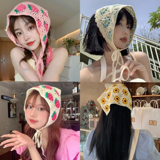 Khăn quàng cổ hình tam giác ren phong cách mục vụ kiểu Pháp dành cho bé gái mùa hè, Khăn trùm đầu thiết kế nối hoa bện thời trang, Đa năng khi đi chơi