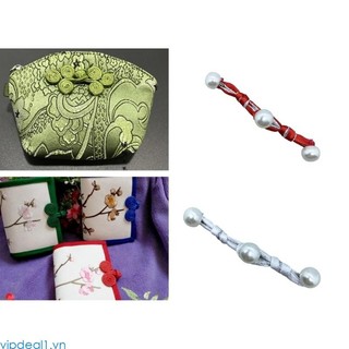 Vipdeal1 Một Từ Hình Ba Ngọc Trai Nút Trung Quốc DIY Nút Dây Buộc Nút May